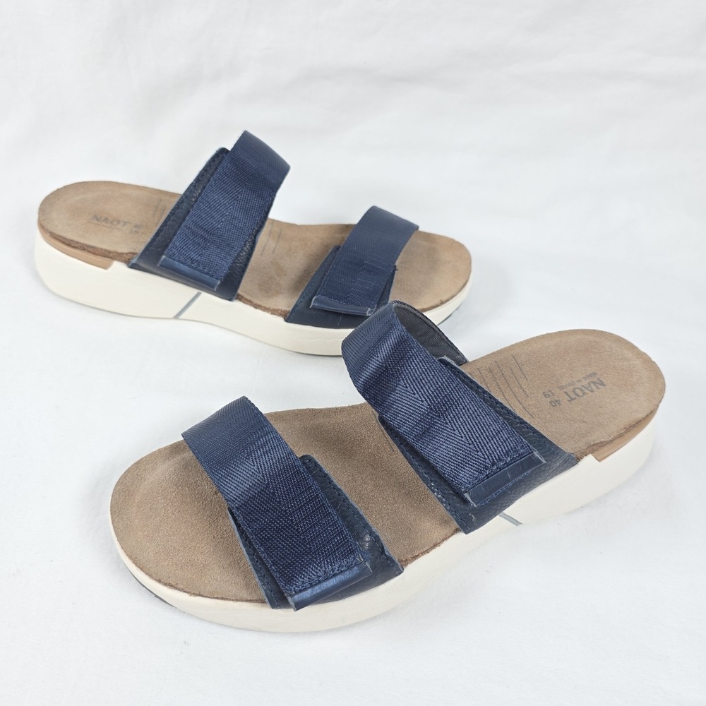 NAOT Calliope Navy Blue Leather Sandals Double Strap Womens 40 US 9 Comfort